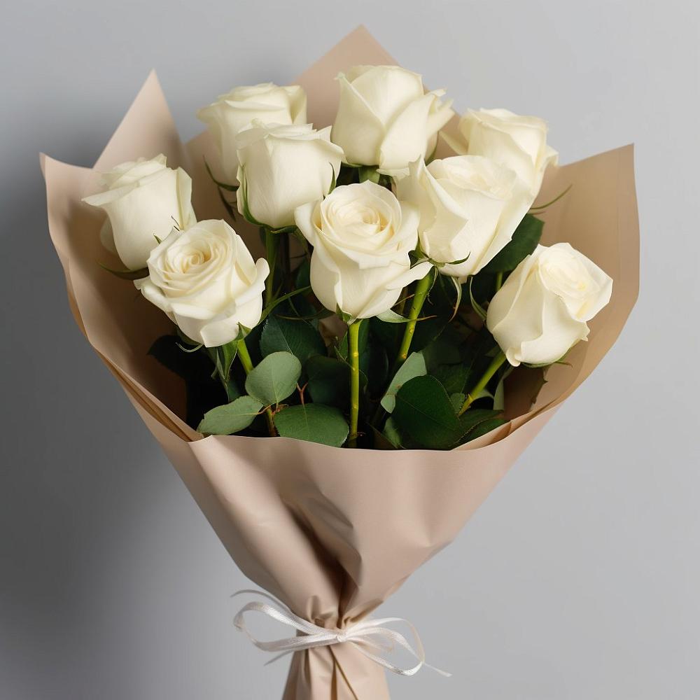 Букет 9 Белых роз Эдлесс Лав в Красногорский Республики Марий Эл