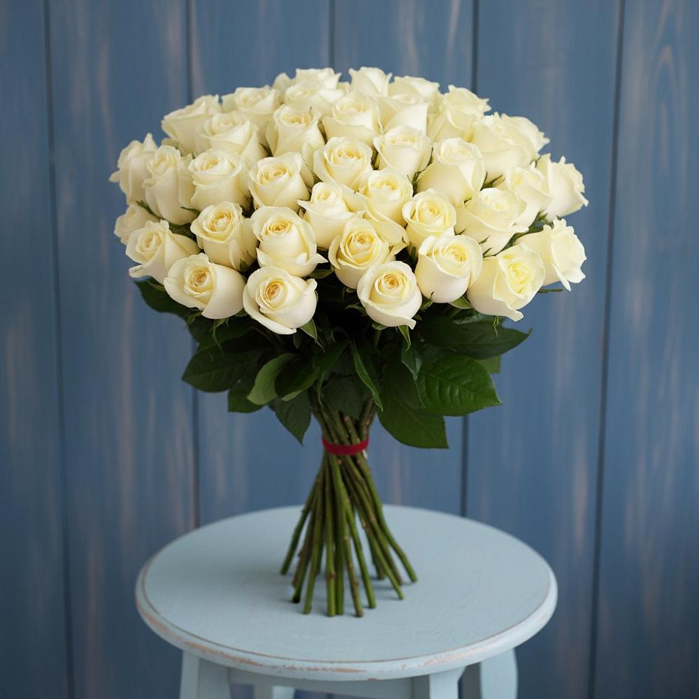 Букет 51 Белая роза Эдлесс Лав в Красногорский Республики Марий Эл