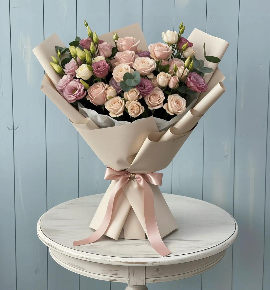 Букет цветов из: Розы и Лизиантусы в Красногорский Республики Марий Эл