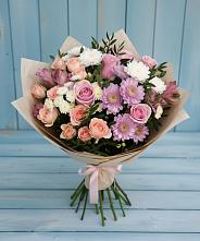 Букет цветов из:  Хризантемы, Розы и Альстромерии в Красногорский Республики Марий Эл