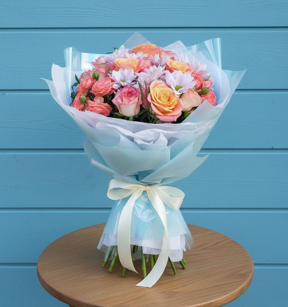 Букет цветов из: Хризантемы и Розы в Красногорский Республики Марий Эл