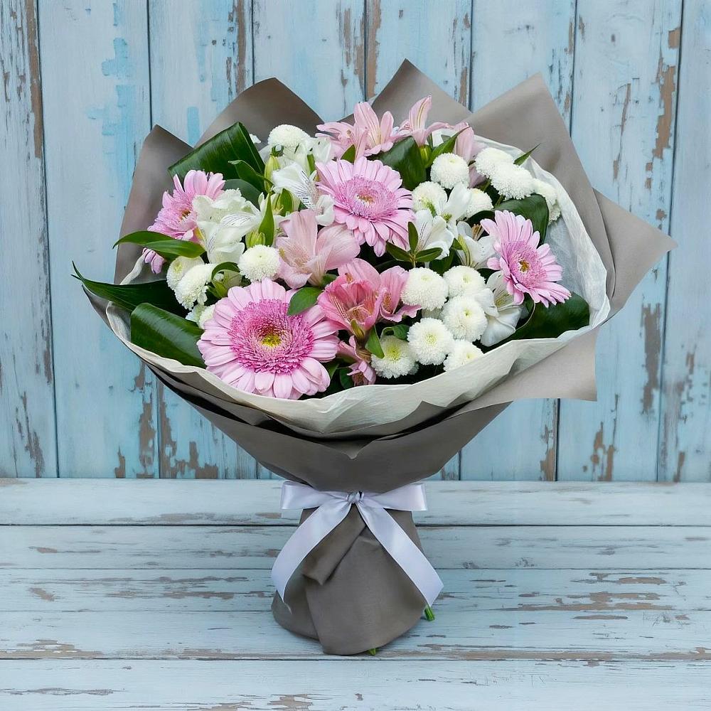 Букет цветов из: Герберы, Альстромерии и Хризантемы в Красногорский Республики Марий Эл