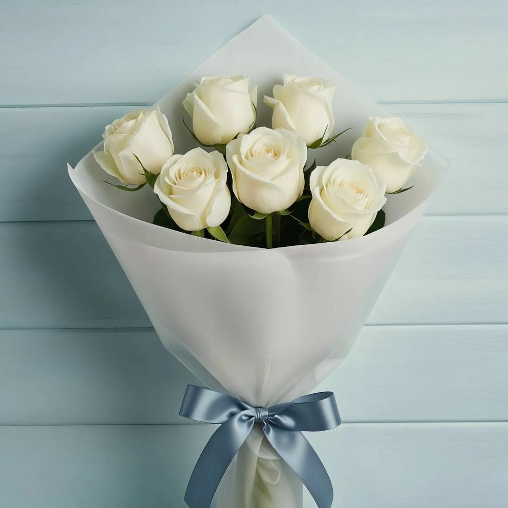Букет 7 Белых роз Эдлесс Лав в Красногорский Республики Марий Эл
