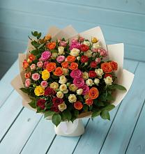 Букет Микс из разноцветных кустовых роз в Красногорский Республики Марий Эл